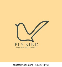 Bird Logo Vector Line Outline Art Icon.