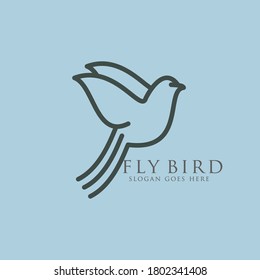 Bird Logo Vector Line Outline Art Icon.