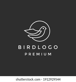 bird logo  vector line outline monoline art icon  in black background