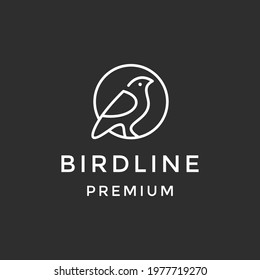 bird logo  vector line outline monoline art icon on black background