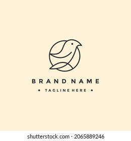 bird logo vector line outline monoline art icon