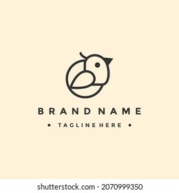 bird logo vector line outline monoline art icon