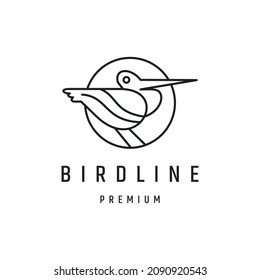 bird logo vector line outline monoline art icon in white backround
