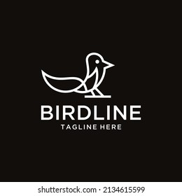 bird logo vector line outline monoline art icon vector template. on a black and white background.	