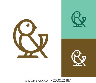 bird logo vector line outline monoline art icon