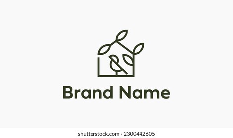 Bird logo vector line outline monoline art icon. 