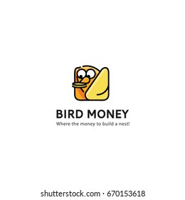 Bird logo vector. The money bird logo. Money character logo