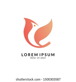 Bird logo vector, simple flat design style, modern flying bird icon/symbol