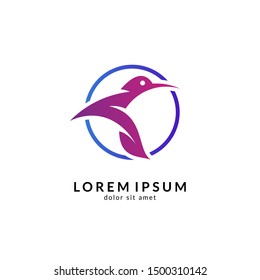 Bird logo vector, simple flat design style, modern flying bird icon/symbol