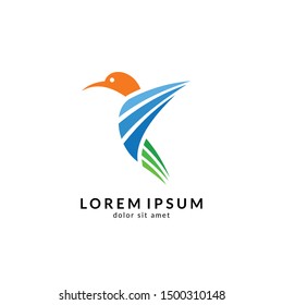 Bird logo vector, simple flat design style, modern flying bird icon/symbol