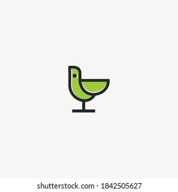 diseño vectorial de logotipo de ave descarga esquema de línea de color de monolina