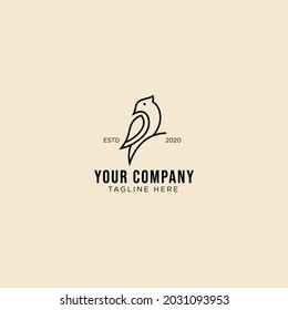 bird logo vintage retro vector line outline monoline art icon. Animal logo vector template design