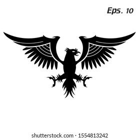 bird logo with white background, phoenix, vector illustration of a black and white eagle,