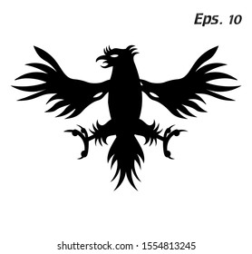 bird logo with white background, phoenix, vector illustration of a black and white eagle,