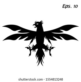 bird logo with white background, phoenix, vector illustration of a black and white eagle,