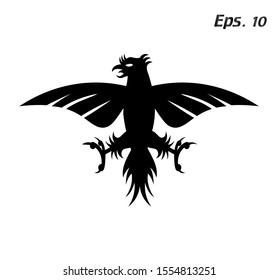 bird logo with white background, phoenix, vector illustration of a black and white eagle,