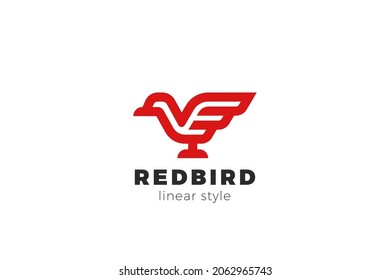 Bird Logo Wings Abstract Vector design template Linear style. Geometric Dove Duck Sparrow Pigeon Logotype concept icon.