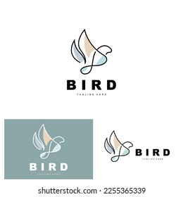 Bird Logo, Bird Wings Vector, Minimalist Design, For Product Branding, Template Icon Illustration