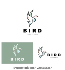 Bird Logo, Bird Wings Vector, Minimalist Design, For Product Branding, Template Icon Illustration