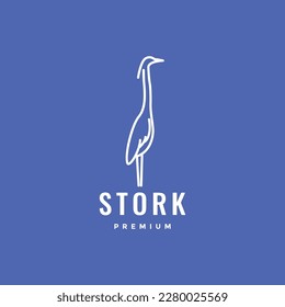 bird long neck stork white line modern minimal logo design vector