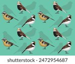 Bird Longspur Cartoon Cute Seamless Wallpaper Background