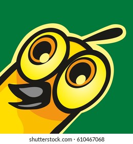 Bird look. Vector color flat illustration. Isolated on color background.