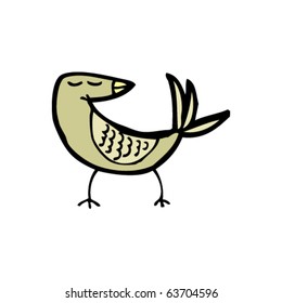 caricatura de pájaro mirando hacia atrás