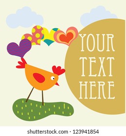 Bird with love balloon with text