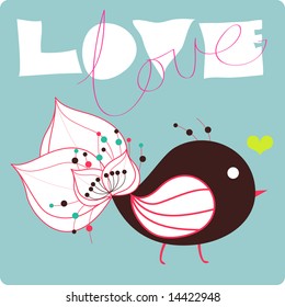 tarjeta de amor de pájaro