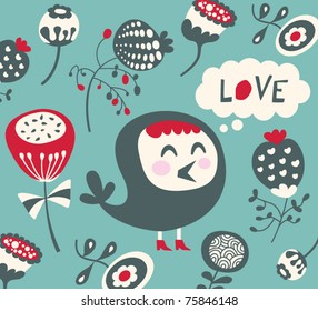 bird love card