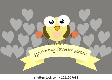 bird love card with a cute message