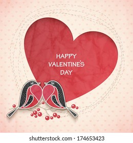 Bird love card.  Invitation card for wedding. Greeting card. Happy Valentines day