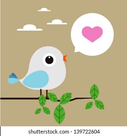 bird love card for Valentine day