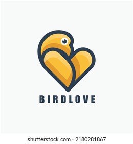 bird love illustration logo template