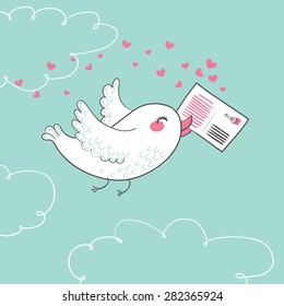 bird with love letter