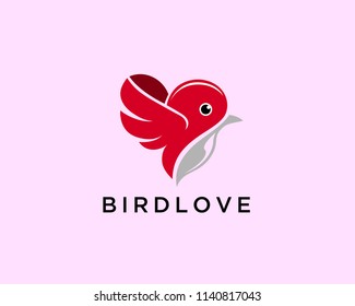 Bird love logo, bird fly logo, love bird logo