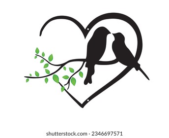 Bird Love Logo Template vector icon illustration designTwo birds in love