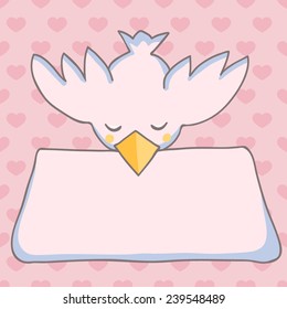 bird with love message vector drawing