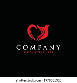Bird Love Romance Logo Design