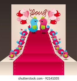 bird love wedding card