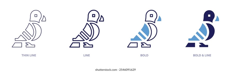 Ícone de amantes de pássaro em 4 estilos diferentes. Linha fina, Linha, Negrito e Linha Negrito. Estilo duotônico. Traçado editável.