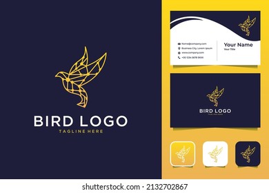 bird with low poly modern logo design and business card