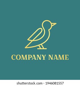 Bird luxury logo with mono line shape. canary bird elegant look logo.