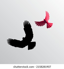 A bird made of paper with an eagle shadow in inspiration concept., vector illustration