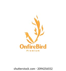 bird Magpie with fire logo design