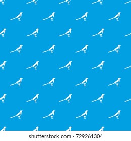 Bird magpie pattern repeat seamless in blue color for any design. Vector geometric illustration