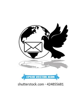 Bird and mail envelope vector illustration