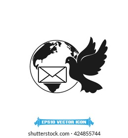 Bird and mail envelope vector illustration