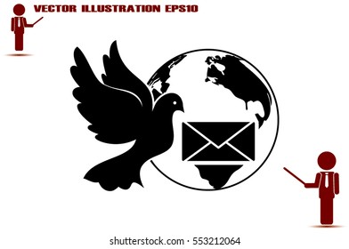 Bird and mail envelope vector illustration. 