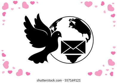 Bird and mail envelope vector illustration.